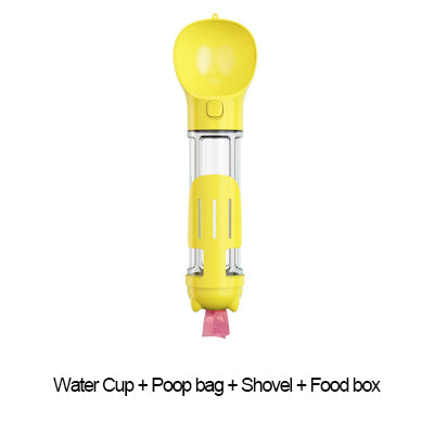3-in-1 Portable Dog Water Bottle & Food Feeder with Poop Dispenser (300–500ml)