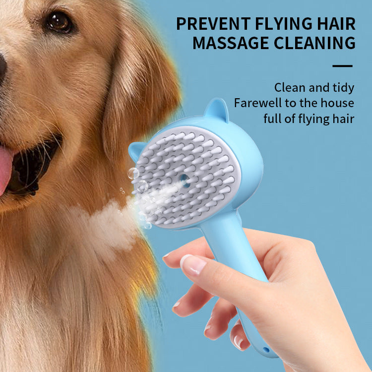 Rechargeable Pet Grooming Brush with Mist – Self-Cleaning for Cats & Dogs