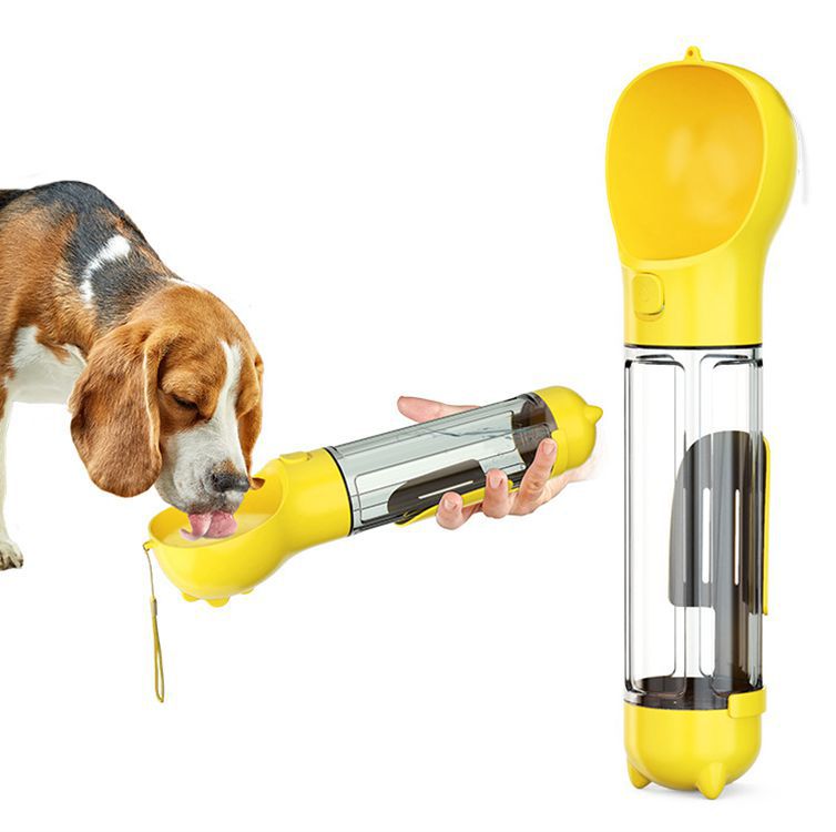 3-in-1 Portable Dog Water Bottle & Food Feeder with Poop Dispenser (300–500ml)